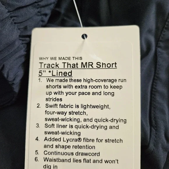 Lululemon Track That MR Short 5” Lined Navy Blue TRNV LW7AQES Women's Size 4 - Picture 3 of 5